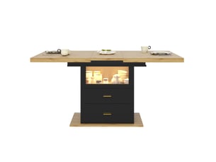 Table à manger extensible, 110x80x75 cm, jusqu'à 140 cm, pratique, plateau mdf et bois, piètement métal, coloris bois