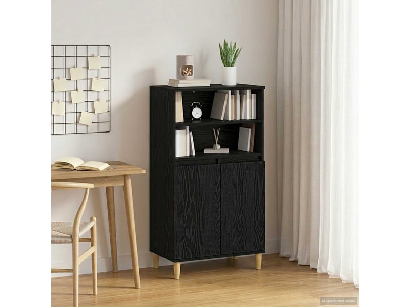  Buffet - haut armoire chêne noir 60 x 36 x 110 cm bois d'ingénierie  - Conforama B