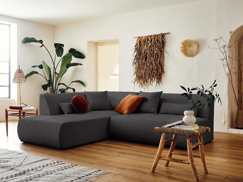 Onyx - canapé modulable d'angle gauche 5 places - en tissu - lisa design - gris foncé ONYX - Conforama B