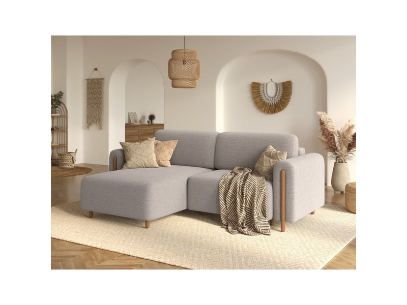 Canapé d'angle convertible arvessa beige chenille – angle gauche avec coffre  - Conforama B