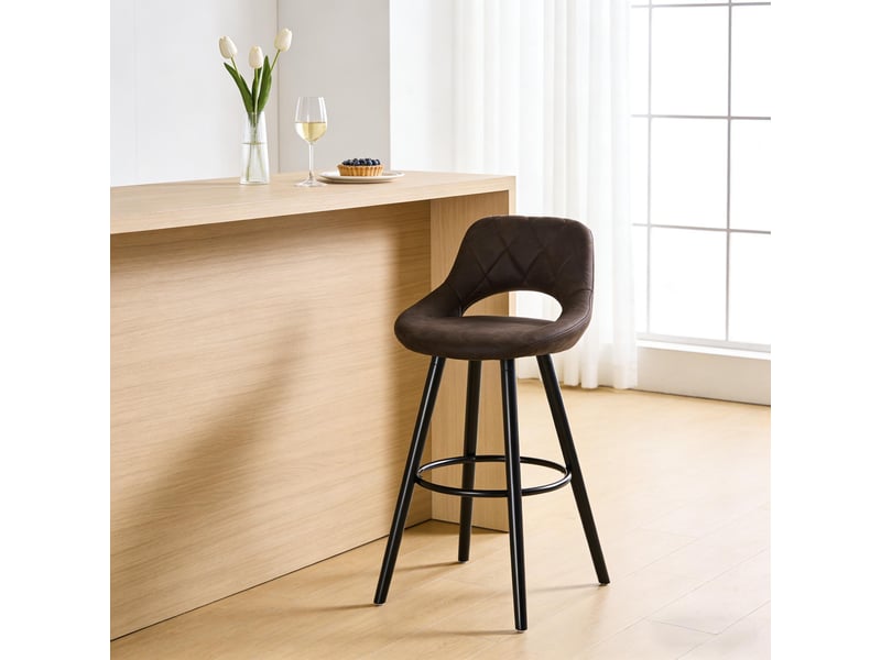  Tabouret de bar,43x43 cm,avec dossier,tissu,marron foncé  - Conforama E