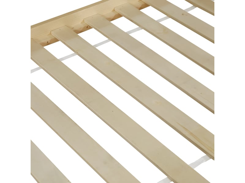  Lit superposé en bois 3 places, 90 x 200 cm, avec lit gigogne, échelle et barrières de sécurité, design « maison », blanc et naturel  - Conforama E