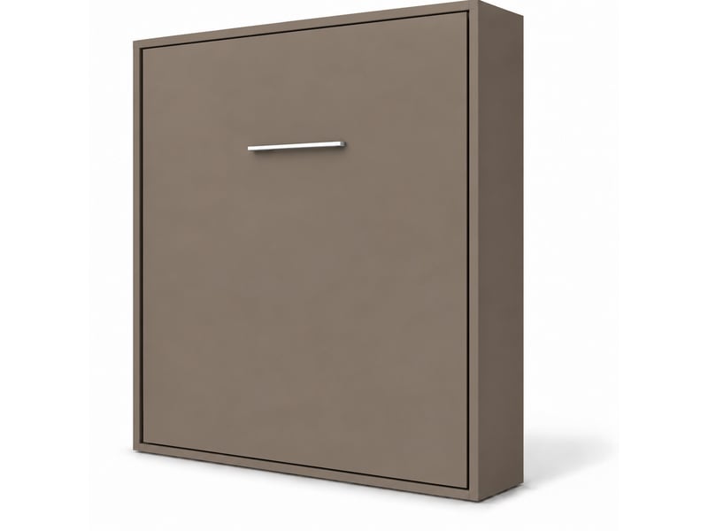  Lit escamotable vertical kola – seulement 34,5cm de profondeur, le confort d’un vrai lit-avec matelas-140x190-cadre marron-façade marron  - Conforama A
