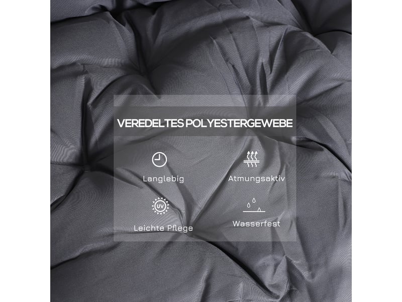 Coussin de banc de jardin 100 x 98 x 8 cm – gris foncé – assise et dossier rembourrés avec liens - Conforama D