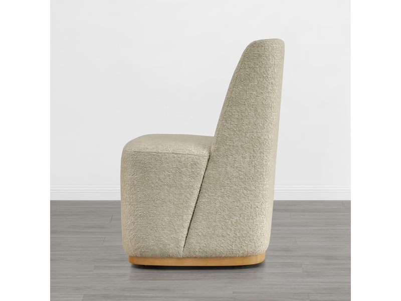 Lot de 6 chaises de salle à manger rembourrées à roulettes chita, chaises modernes en tissu certifié fsc, fausse angora pour salle de lecture, salle d'attente, cuisine-beige  - Conforama D