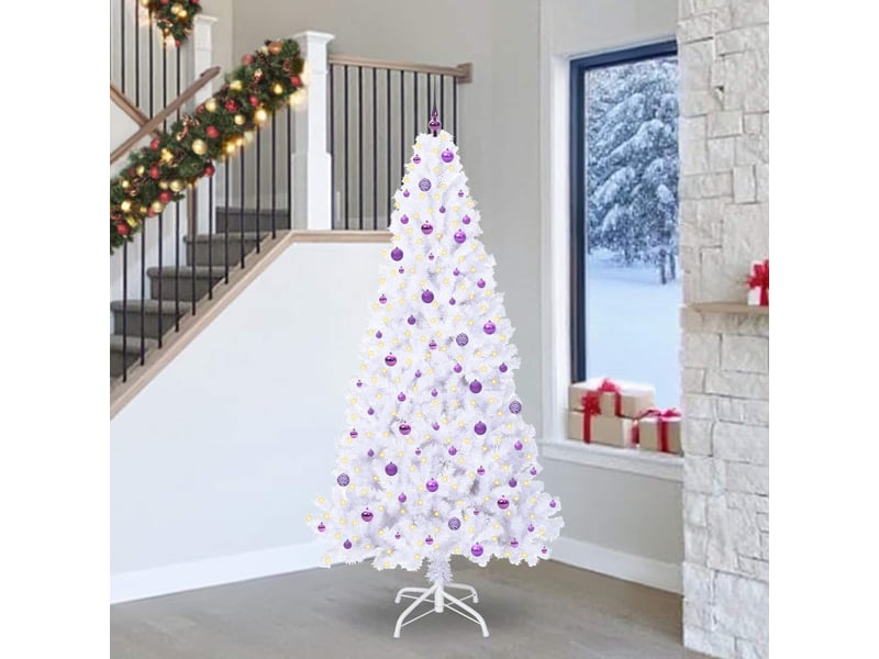  Sapin de noël artificiel, arbre de noël avec 300 led blanc 240 cm pvc et acier shl5113  - Conforama B