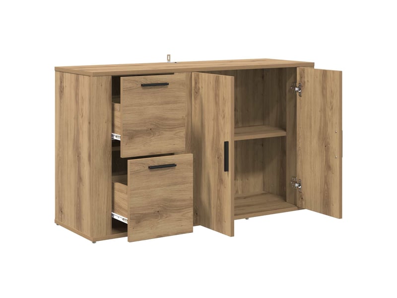  Buffet salon, buffet de rangement chêne artisanal 100x33x59,5 cm bois d'ingénierie  - Conforama E