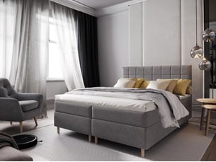 Lit avec rangement 140x200 cm <strong>MASSENO</strong> <strong></strong> coloris gris