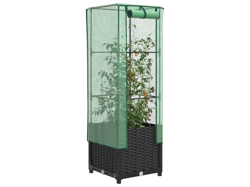 Jardinière - bac à fleurs surélevée avec housse aspect rotin 40x40x139 cm - Conforama B