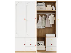 Armoire 4 porte(s) battante  6 tiroir(s) MODFU  coloris blanc largeur 160 cm