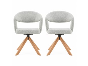 Chaises de salle à manger lot de 2 pivotantes à 360°  - dossier incurvé, tissu et bois massif gris clair