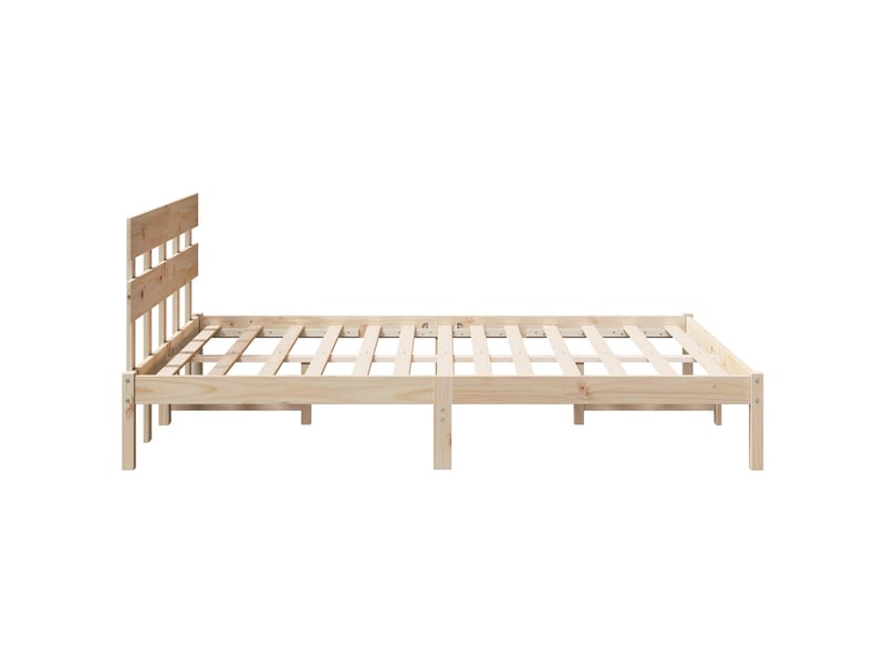 Lit double- lit adulte - cadre de lit marron 150 x 200 cm bois de pin massif - Conforama D