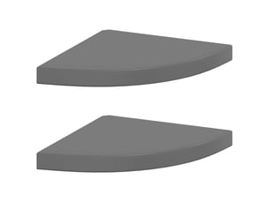 Lot de 2 étagères d'angle flottantes, étagères murales gris brillant 35x35x3,8 cm mdf cf42773