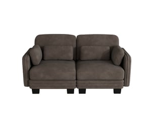 Canapé droit compressé fixe OKWISH  2 places Tissu marron
