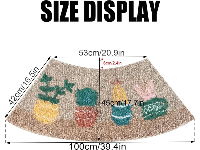  Tapis de bain incurvé, moelleux et moelleux en microfibre, absorbant, ultra doux, pour douches rondes, lavable en machine, 45 x 100 cm (plante)  - Conforama B