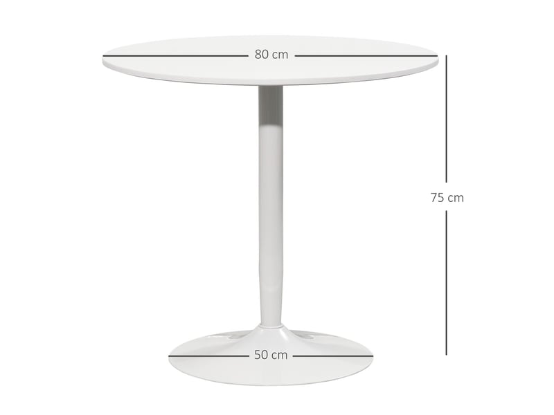  Table à manger ronde 2 personnes en mdf et acier blanc ø 80 x h 75 cm  - Conforama C