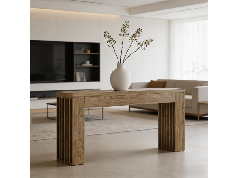  Table console de salon en mdf marron 150x30x80 cm  - Conforama E