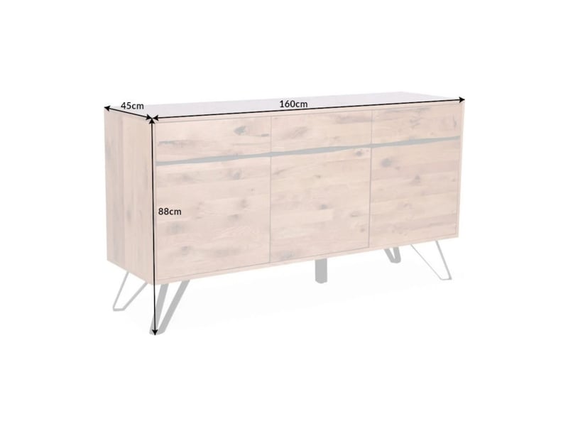  Buffet elmwood 160 cm en chêne sauvage et métal noir – 3 portes, 3 tiroirs et façade sculptée  - Conforama C