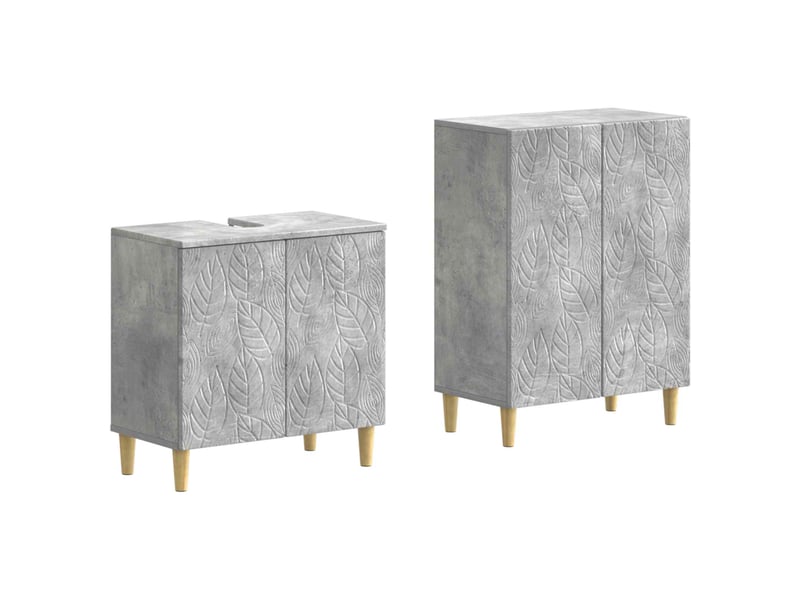  Ensemble de 2 meubles de salle de bain delft gris béton cf63120  - Conforama A