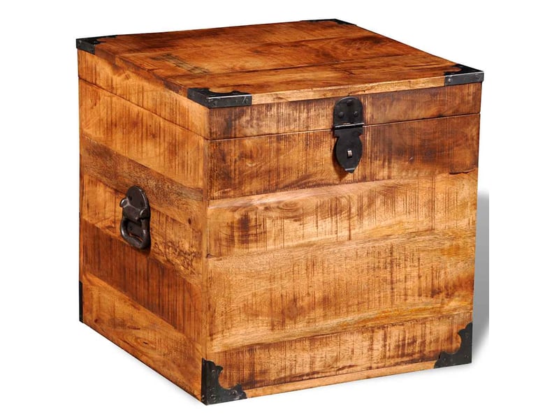  Coffre de rangement, boîte de rangement de rangement cubique bois de manguier brut  - Conforama D