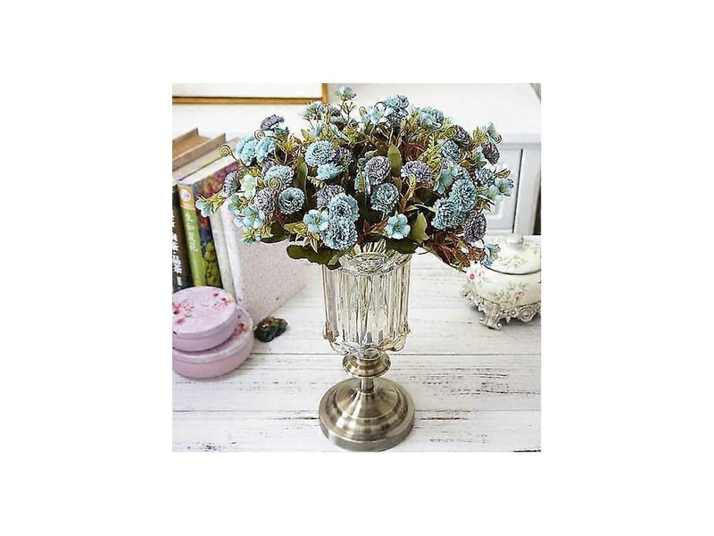  Bouquet de plantes artificielles en pot, œillets artificiels élégants en tissu, décoration pour salonrose  - Conforama B