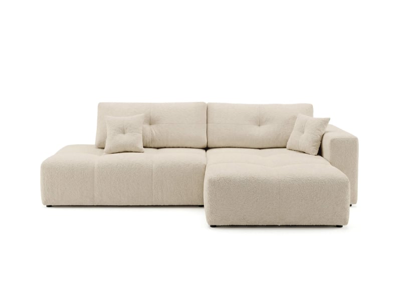 Celine - canapé d'angle fixe convertible 4 places en bouclette - Conforama E