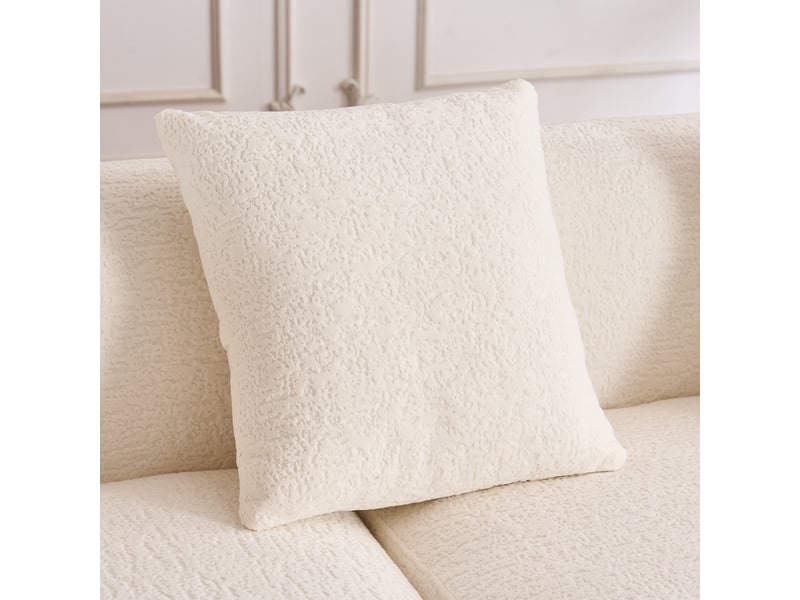 Canapé d'angle courbé avec méridienne gauche 243 x 150 cm sans montage, chenille douce - Conforama E