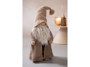 Père-noël gnome en tissu sweat hiver 89cm taupe