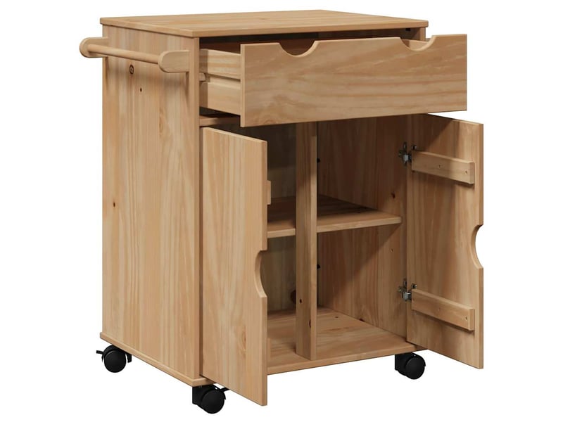  Desserte de cuisine, chariot de rangement otta 59x45x80 cm bois massif de pin shl28040  - Conforama E