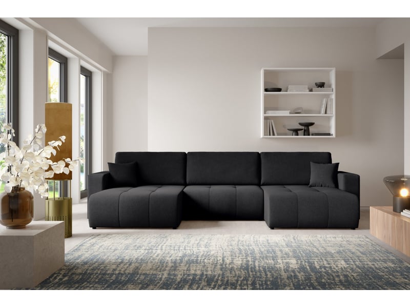  Canapé d'angle convertible molinio u noir  - Conforama B
