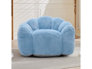 Canapé compact lotus bleu en tissu doux, fauteuil lounge confortable sans montage