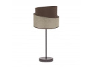 Fabrilamp hara lampe à poser marron en métal et textile, abat-jour bicolore, 1 x e14, 45 cm