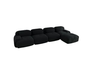 Canapé d'angle compressé réversible fixe ULEVR  4 places Velours côtelé Noir