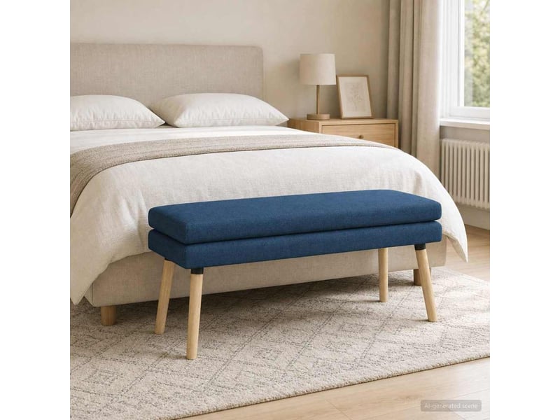  Banc d'entrée, banc à double couche bleu 110x40x47 cm tissu  - Conforama D