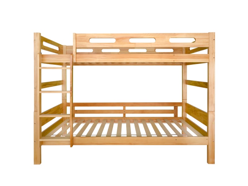  Lit superposé 90x200 cm, séparable en 2 lits simples, avec lattes, en bois, naturel, sans matelas  - Conforama E