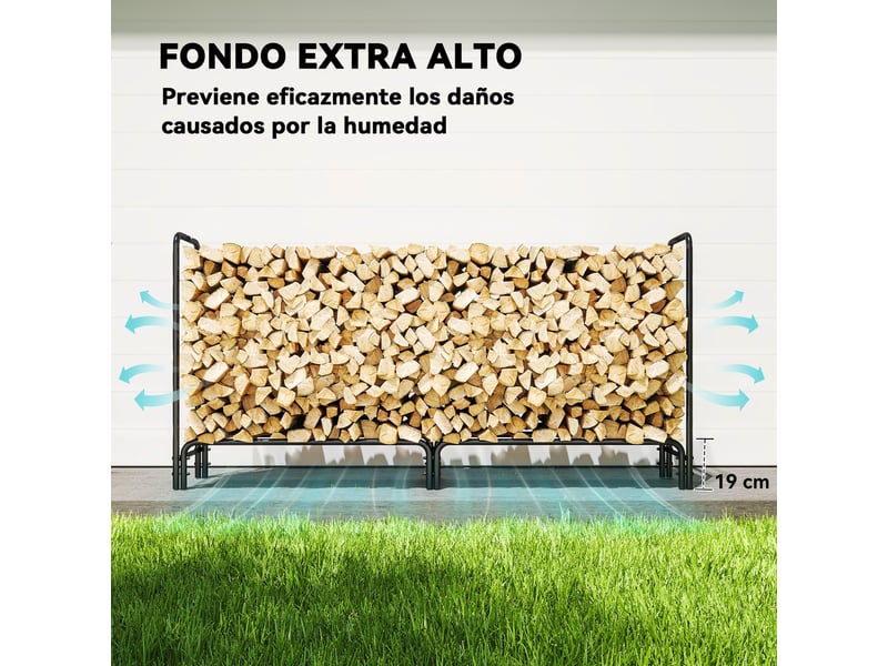  Porte-bûches extérieur avec housse imperméable, capacité 0,6 m³, charge 200 kg  - Conforama W