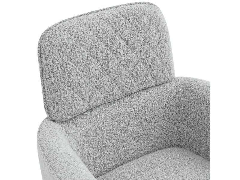  Lot de 2 chaises pivotantes 360° – style wabi-sabi, tissu gris motif losange, pieds bois, cadre carré – cuisine nordique  - Conforama D