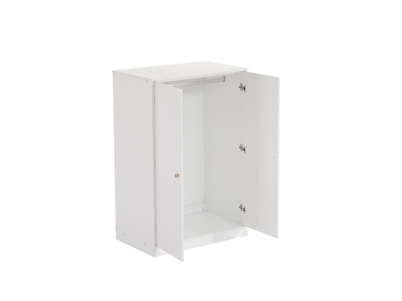  Armoire pour enfants 80x50x120cm avec 2 portes, penderie, design minimaliste moderne, gain de place, mdf, blanc  - Conforama E