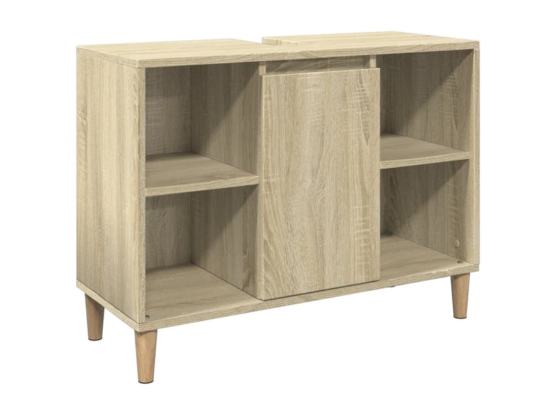  Meuble salle de bain rangement, commode chêne sonoma 80x33x60cm bois d'ingénierie shl5863  - Conforama A