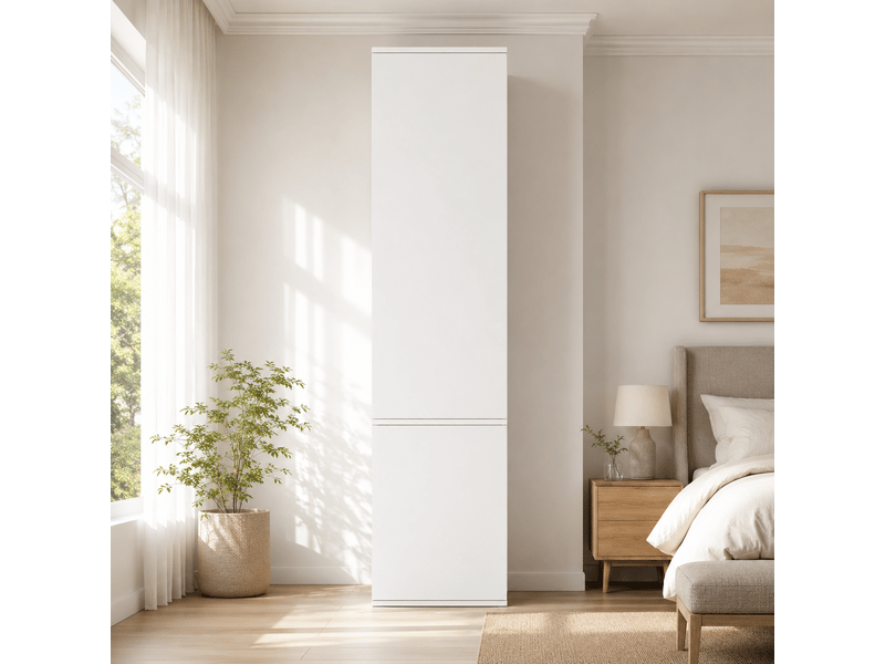 Armoire haute,47x50x200 cm,6 compartiments fermés,panneau mdf,blanc - Conforama C
