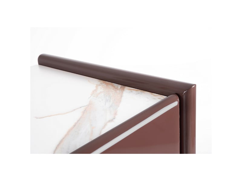 Buffet design 4 portes marron brique laqué 170 cm emeralda - Conforama D