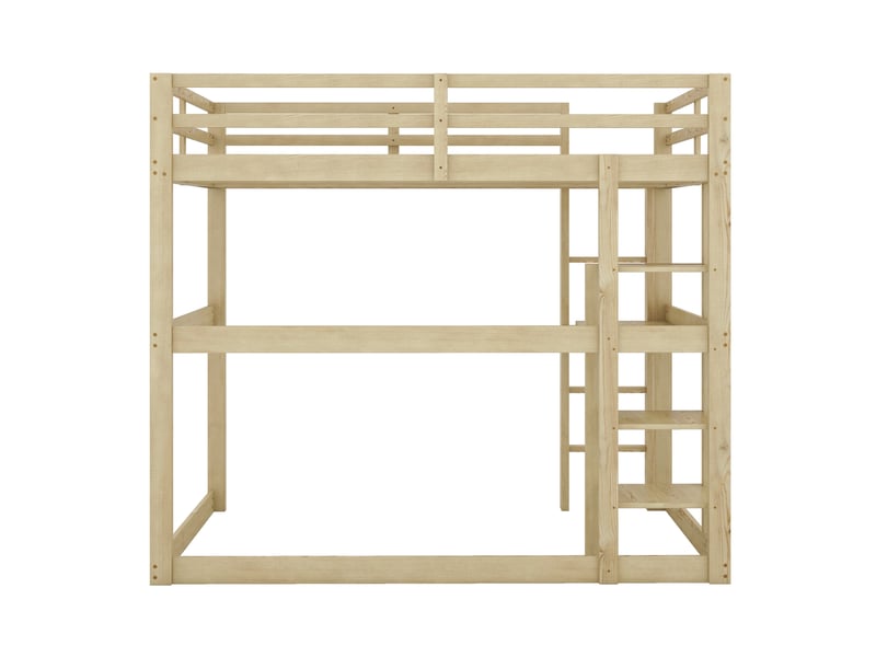  Lit mezzanine enfant 140 x 200 cm – naturel – bureau intégré, 4 niches de rangement - sans matelas  - Conforama D