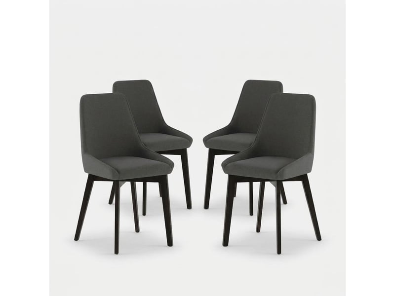 Lot de 4 chaises de salle à manger rembourrées en tissu erythea - gris foncé  - Conforama A