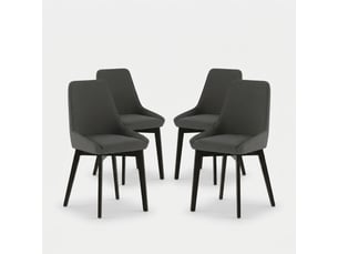 Lot de 4 chaises de salle à manger rembourrées en tissu erythea - gris foncé