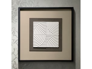 Tableau peinture à l'huile beige relief carré cadre aluminium - 50x50