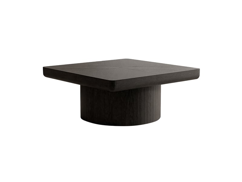  Table basse carrée 78x78x38 cm plateau 8 cm bois et mdf noir  - Conforama A
