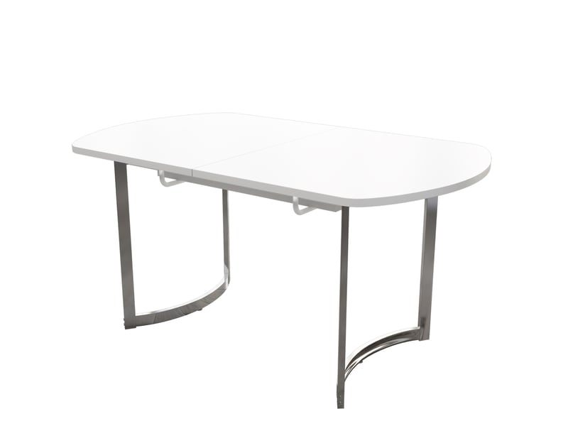  Table à manger extensible 140-180 x 80 cm en mdf blanc, pieds métal argenté  - Conforama A