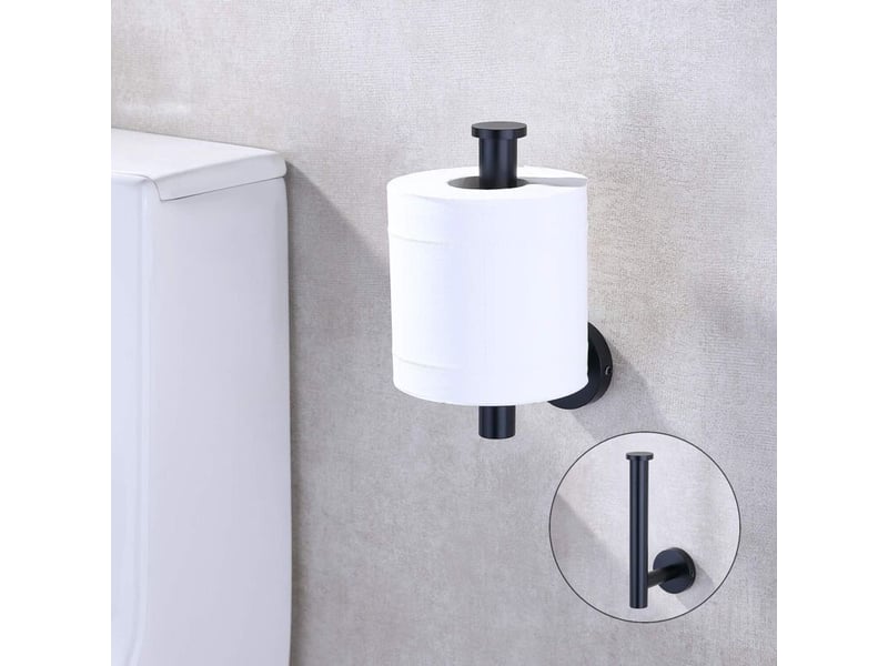  Porte-papier toilett en acier inoxydable 304 fixation murale porte rouleau papier toilette pour salle de bain accessoire de toilette en noir  - Conforama C