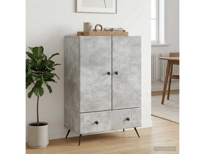  Buffet - bahut - meuble de rangement gris béton 66 x 34,5 x 95 cm bois d'ingénierie  - Conforama C