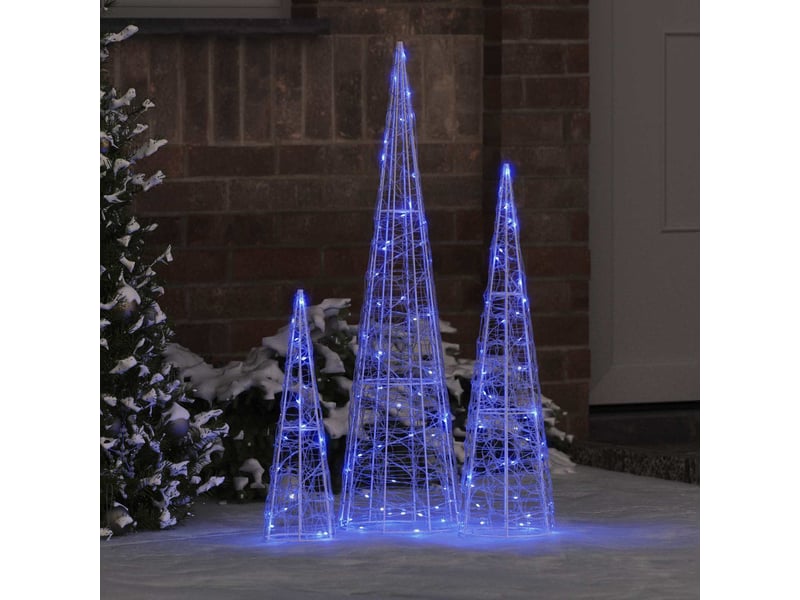 Sapin de noël - arbre de noël 3 pcs 90 led bleu 20 x 20 x 80 cm acrylique - Conforama B